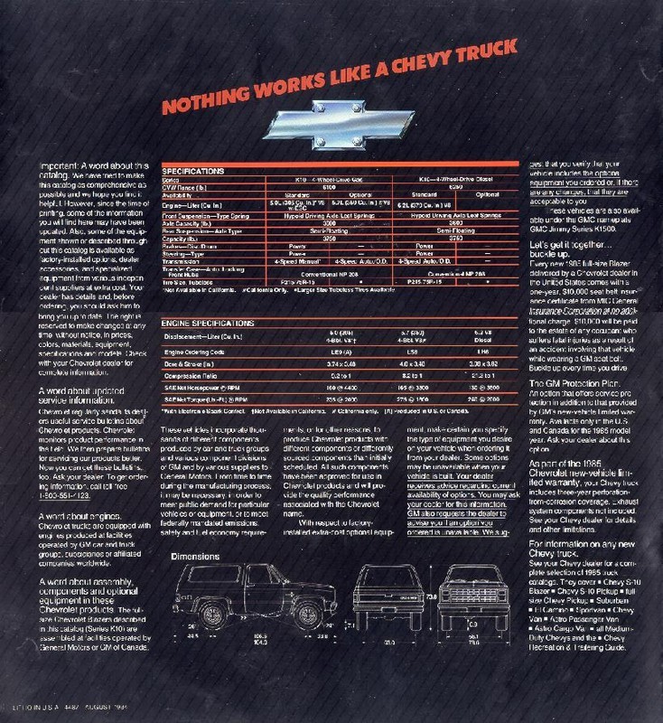 1985 Chevrolet Blazer Brochure Page 6
